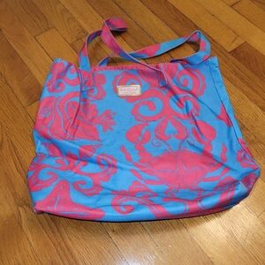 Lilly Pulitzer Seaside Crab Tote Pink & Blue w/Organizer